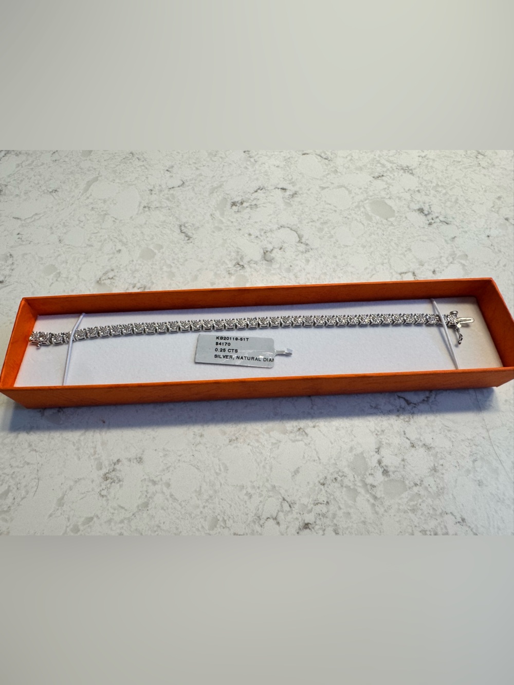Genuine .50 CT Diamond Tennis Bracelet in Sterling Silver 7-1/2”